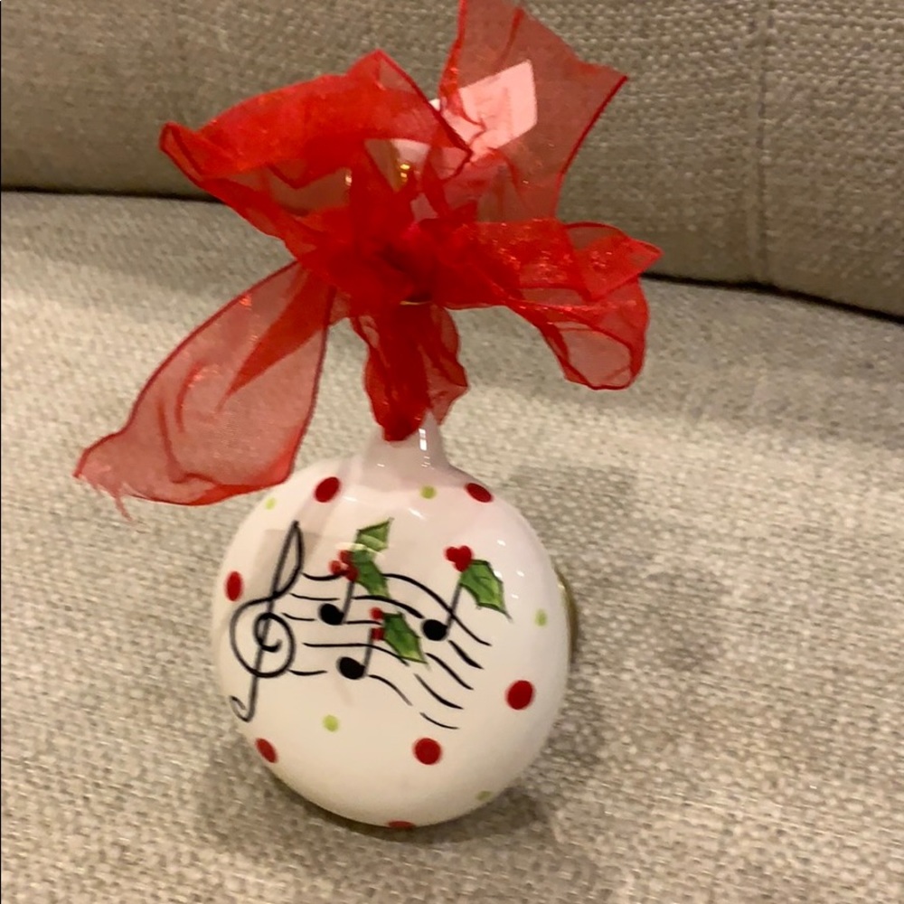 Hand Painted Ceramic Music - Make a joyful Noise Poof Christmas Ornament